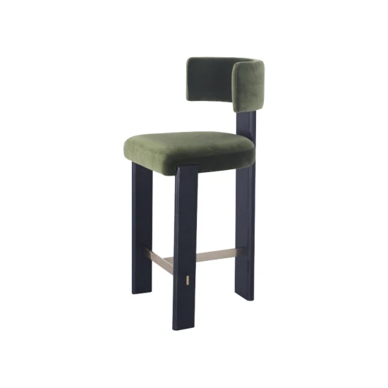 Taburete de bar tapizado silla de madera y tela de muebles de diseño simple nórdico