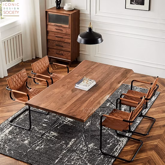 Silla moderna de comedor de cuero auténtico para oficina, sala de estar, Loft, muebles reales para el hogar, sillón de tubo de acero y Metal